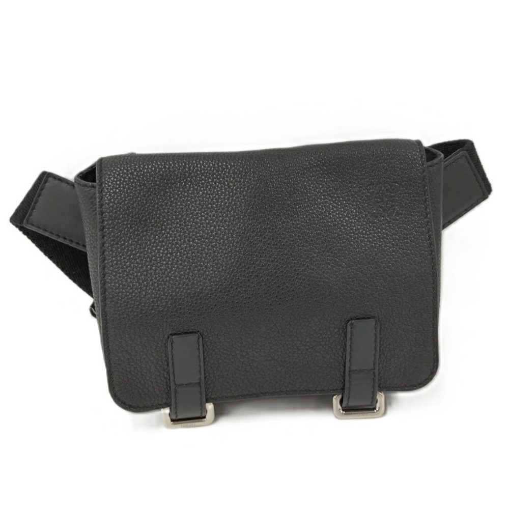 Loewe Anagram Military Bum Bag Body Shoulder Leather Black